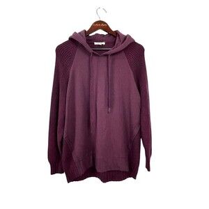 Splendid Womens Size M Maroon Burgundy Sweater Hoodie Oversized Sweatshirt H1